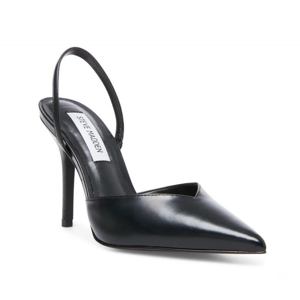 Steve Madden Dipped Black Leather Pointy Toe Pump